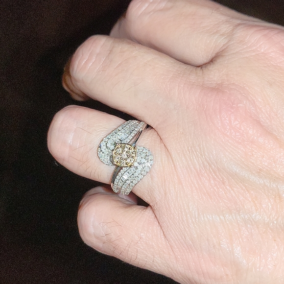 Champagne diamond and diamond ring - Picture 6 of 7